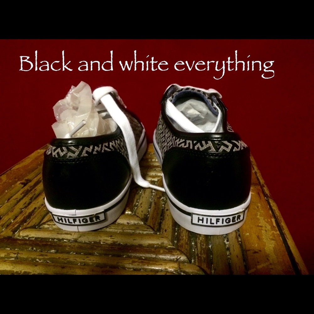 Tommy Hilfiger Black and White Low-Top Sneakers